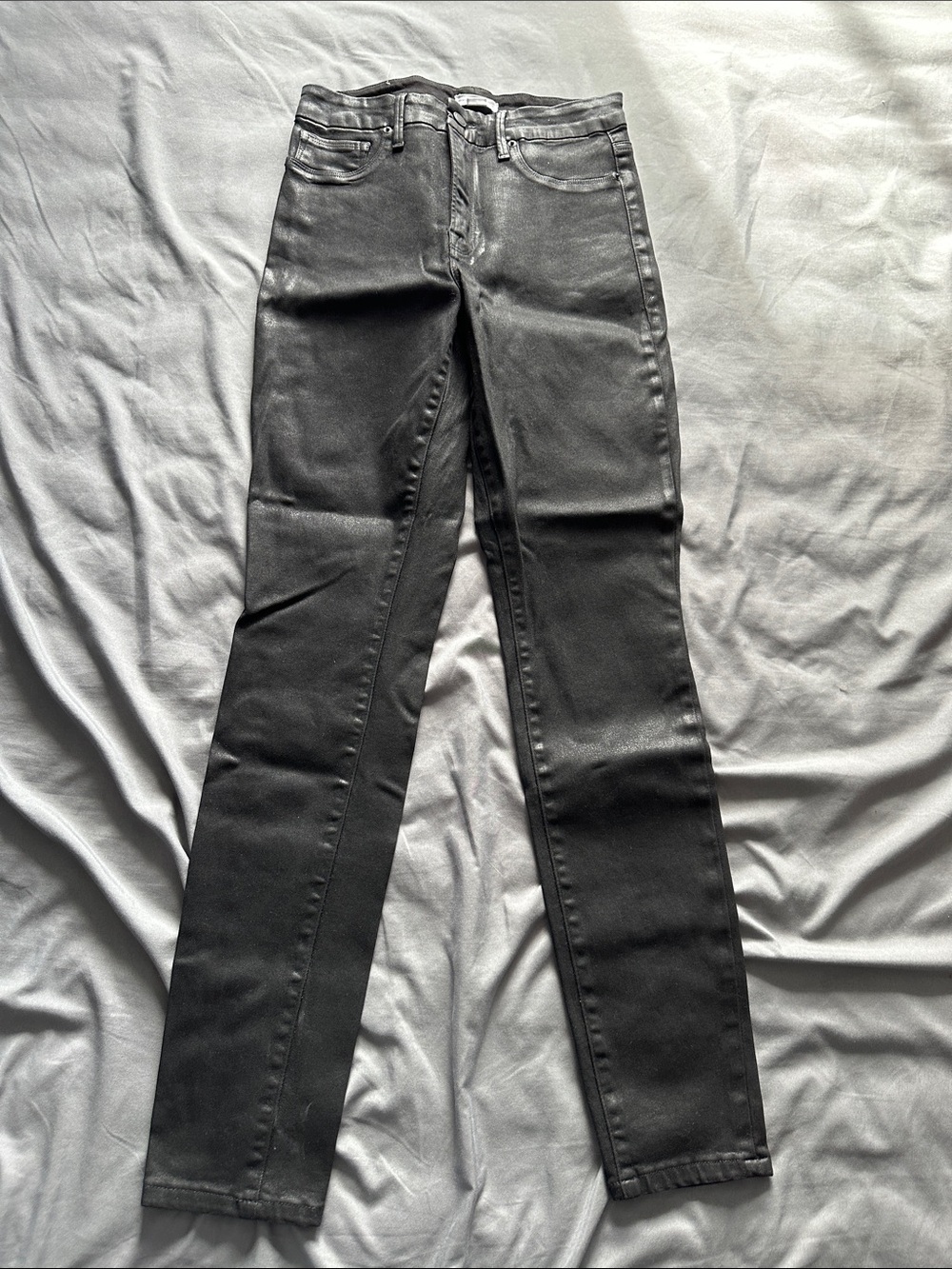 Good American good legs coated black jeans